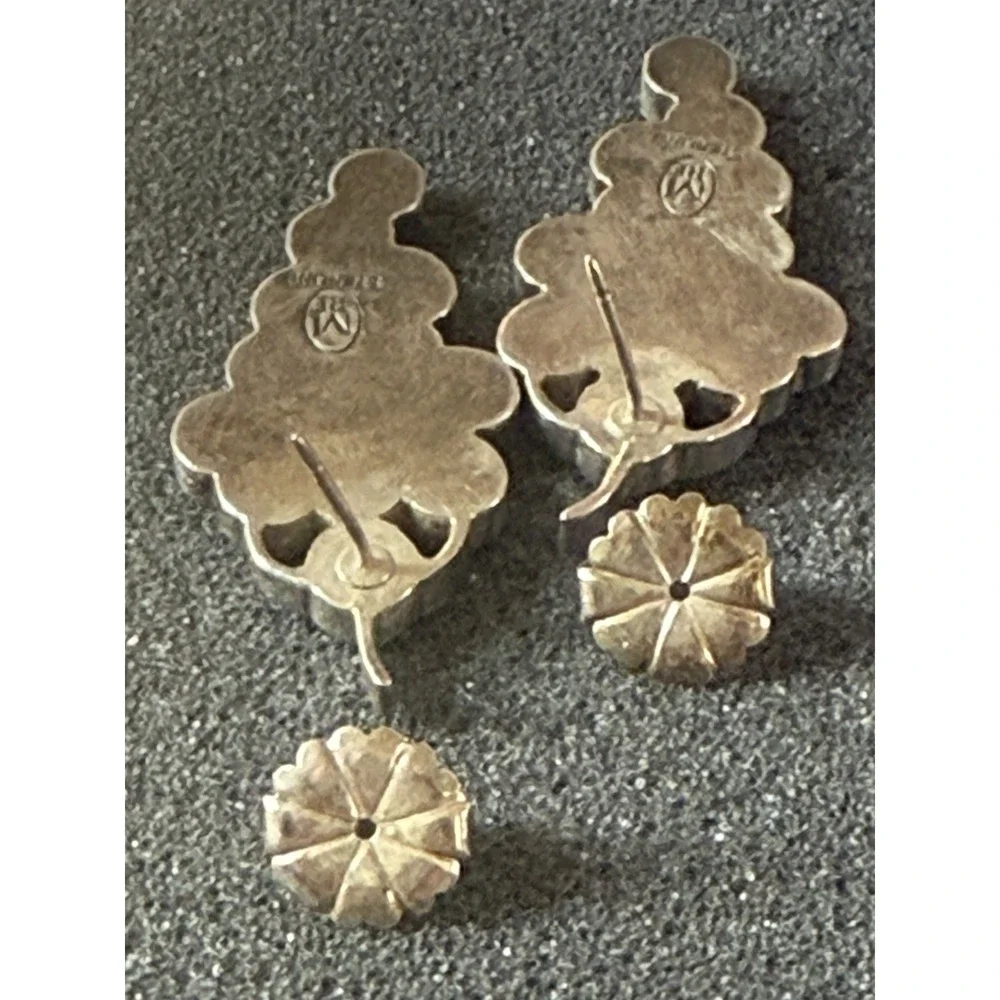 VTG R&F Milliron 925 Sterling Silver Purple Stone Inlay Grape Cluster Earrings